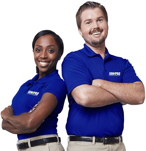 Male and female commercial cleaners
